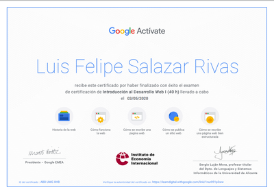 Certificado Desarrollo Web Google