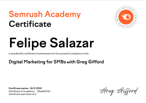 Certificado Marketing Digital Semrush